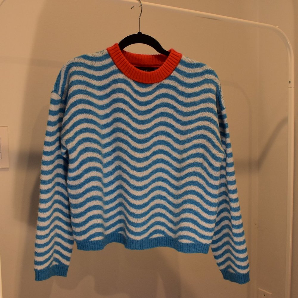 Cider - Blue & Orange Wavy sweater